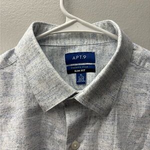 Apt. 9 Premier Flex Slim Fit Men's Dress Shirt Blue Green and White XL 34/35